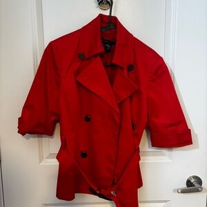 New York & Company Vibrant Red Trench Coat